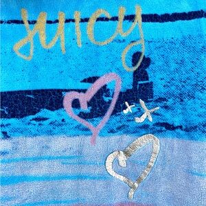Juicy Couture Zip up Blue Hoodie Sweatshirt Y2K Hearts Ocean L